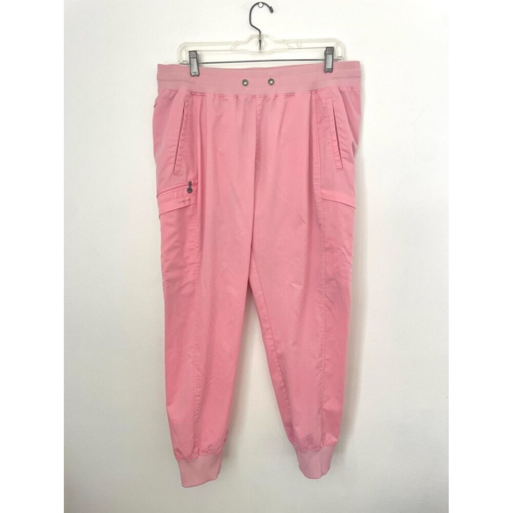 healing hands Womens Pink Cargo Scrub Jogger Pants size XL petite nursing